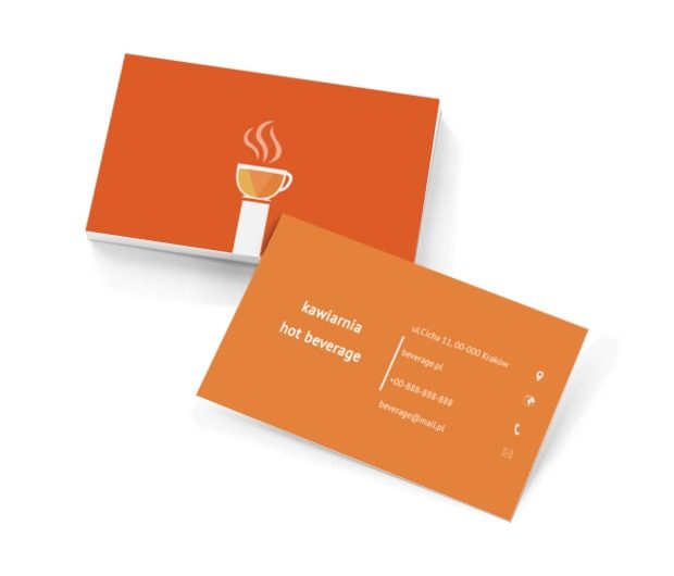 Filiżanka gorącej kawy, Gastronomia, Kawiarnia - Wizytówki Netprint szablony online