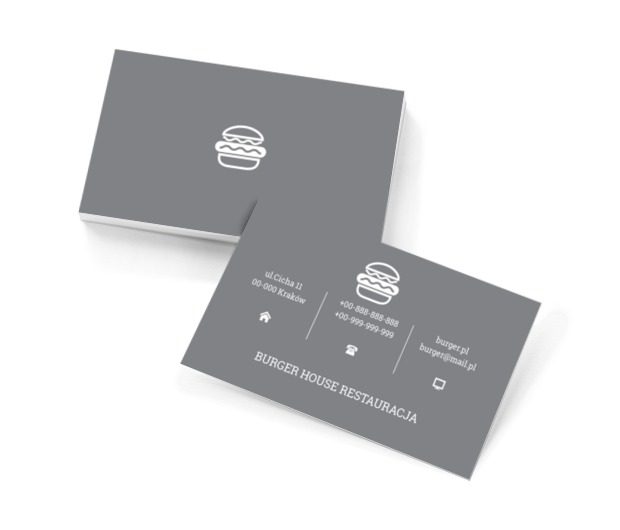Obrys hamburgera, Gastronomia, Restauracja - Wizytówki Netprint szablony online