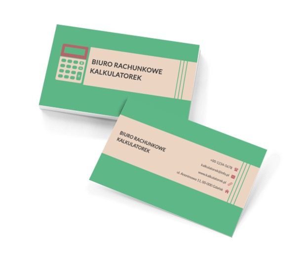 Biało zielony kalkulator, Finanse i ubezpieczenia, Biuro rachunkowe - Wizytówki Netprint szablony online