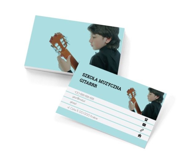 Chłopiec z gitarą, Edukacja, Szkoła muzyczna - Wizytówki Netprint szablony online