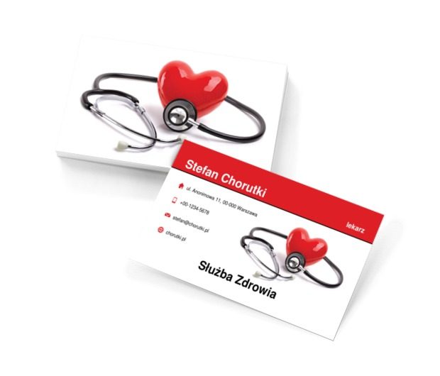 Serce i stetoskop, Medycyna, Lekarz - Wizytówki Netprint szablony online