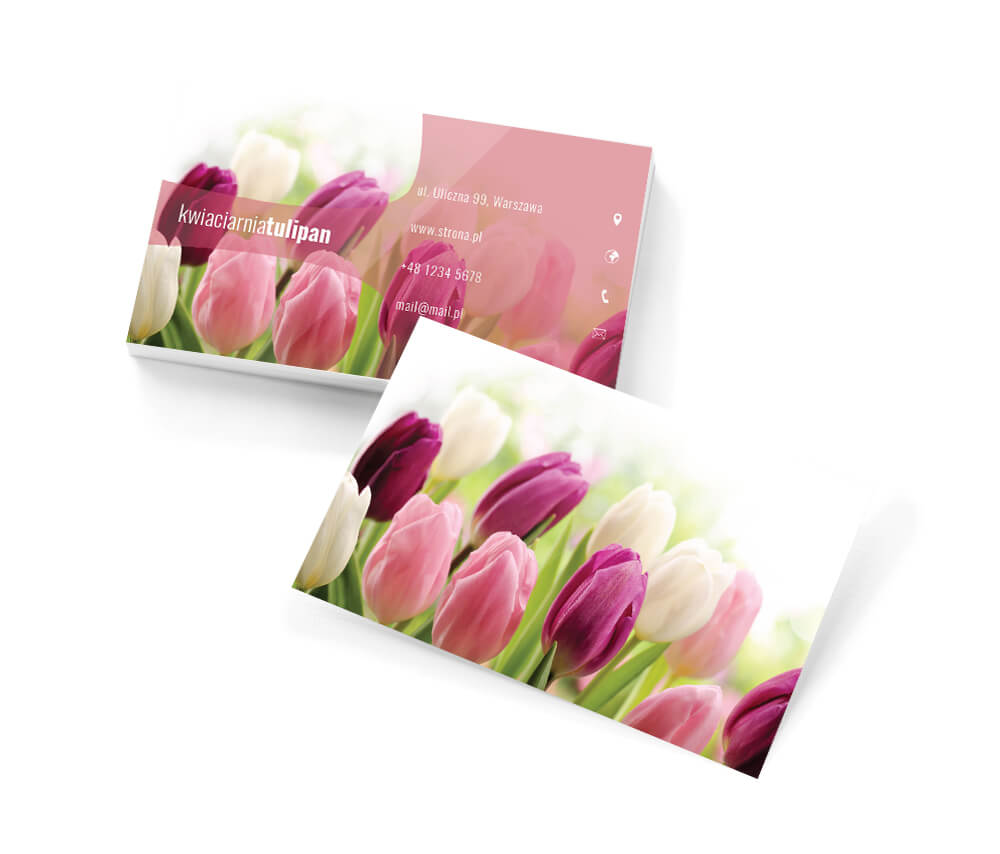 Projekt wizytówki - Pola tulipanów - Wizytówka dla kwiaciarni