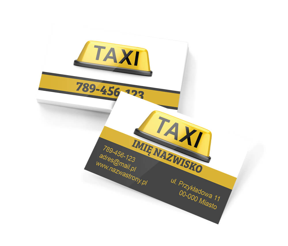 Projekt wizytówki - Transport na piątkę - Wizytówka dla taksówkarza
