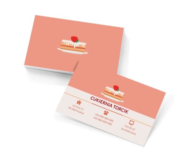 Torcik truskawkowy, Gastronomia, Cukiernia - Wizytówki Netprint szablony online