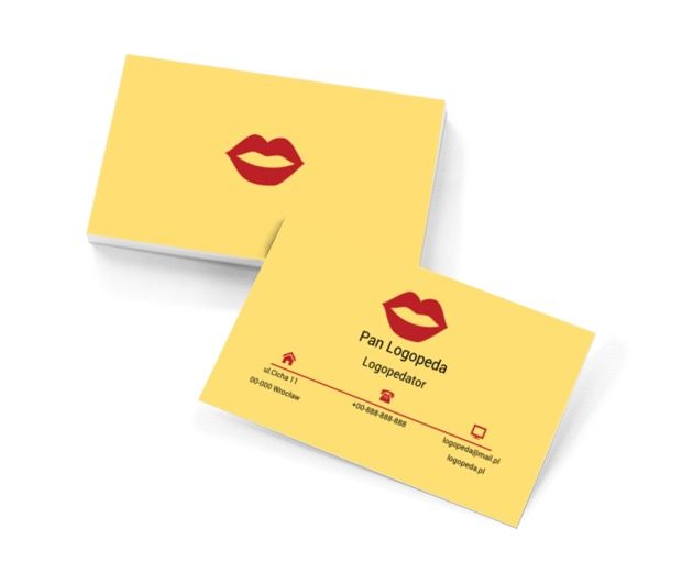 Usta na żółtym tle, Edukacja, Logopeda - Wizytówki Netprint szablony online