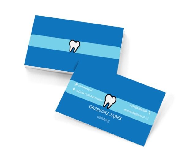 Ząb na niebieskim tle, Medycyna, Stomatologia - Wizytówki Netprint szablony online