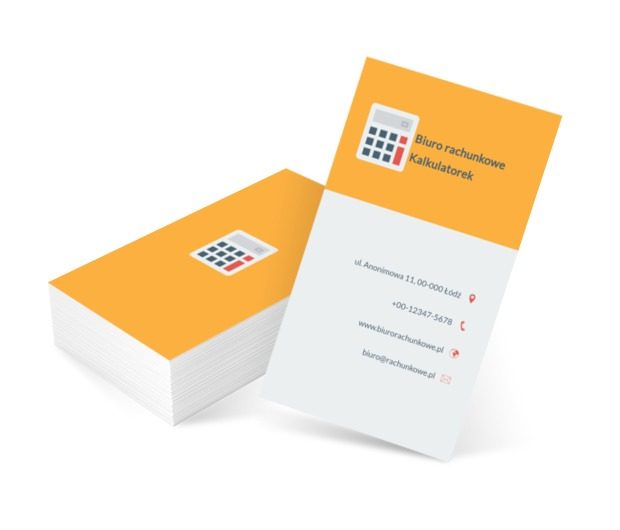 Kalkulator na pomarańczowym tle, Finanse i ubezpieczenia, Biuro rachunkowe - Wizytówki Netprint szablony online