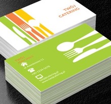 Białe sztućce, kolorowe pasy, Gastronomia, Catering - Wizytówki Netprint