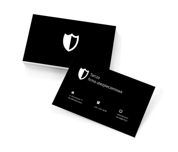 Czarno biała odznaka, Finanse i ubezpieczenia, Firma ubezpieczeniowa - Wizytówki Netprint szablony online