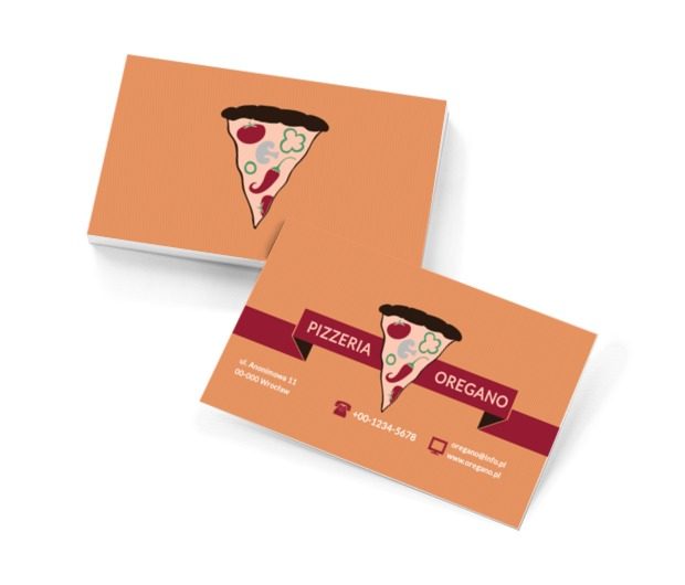 Smaczny kawałek pizzy, Gastronomia, Pizzeria - Wizytówki Netprint szablony online