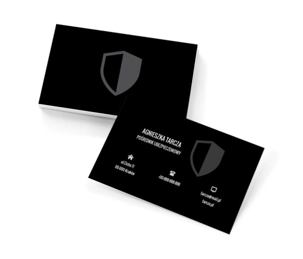 Szaro czarna odznaka, Finanse i ubezpieczenia, Pośrednik ubezpieczeniowy - Wizytówki Netprint szablony online