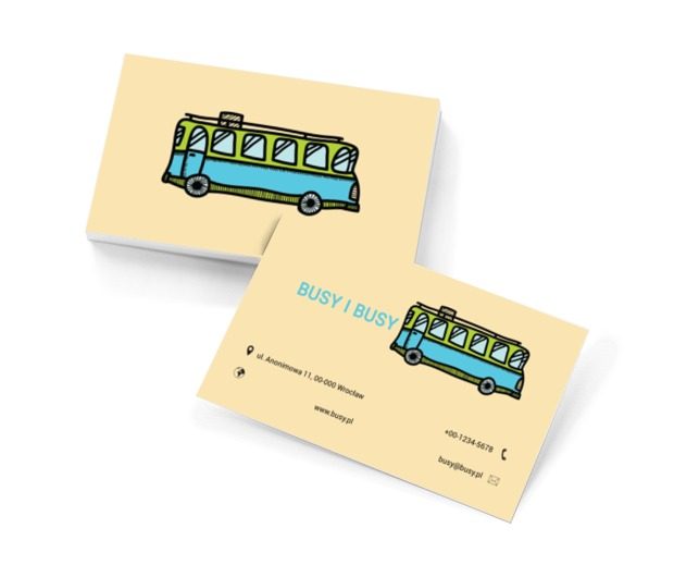 Niebiesko-żółty bus, Transport, Busy - Wizytówki Netprint szablony online