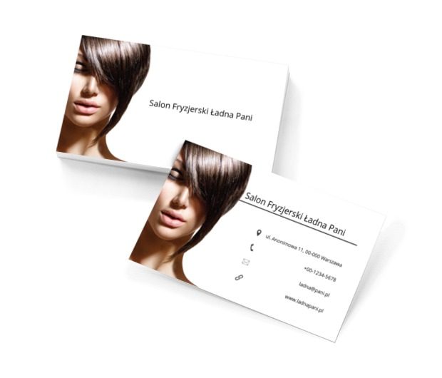 Twarz brunetki, Zdrowie i uroda, Salon fryzjerski - Wizytówki Netprint szablony online