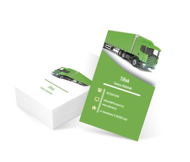 Zielona ciężarówka, Transport, Transport Towarów - Wizytówki Netprint szablony online