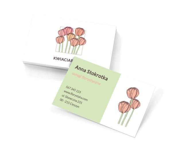 Kwiatki, bratki i... florystyczna wizytówka, Środowisko i Przyroda, Kwiaciarnia - Wizytówki Netprint szablony online