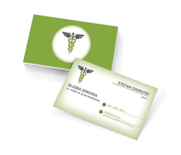 Zielony kadecusz, Medycyna, Służba zdrowia - Wizytówki Netprint szablony online
