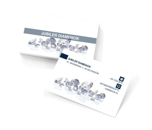 Diamenty na białym tle, Sprzedaż, Jubiler - Wizytówki Netprint szablony online