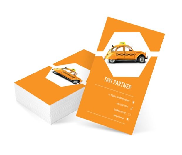 Żółta taksówka, Transport, Taxi - Wizytówki Netprint szablony online