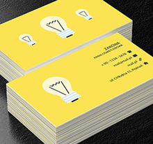 Żarówki na żółtym tle, Budownictwo, Oświetlenie - Wizytówki Netprint