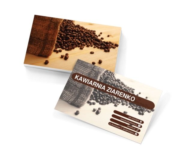 Worek z aromatyczną kawą, Gastronomia, Kawiarnia - Wizytówki Netprint szablony online