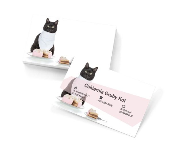 Kot przy stole, Gastronomia, Cukiernia - Wizytówki Netprint szablony online