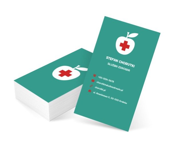 Jabłko na zielonym tle, Medycyna, Służba zdrowia - Wizytówki Netprint szablony online