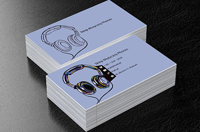 Słuchawki na niebieskim tle, Rozrywka, Sklep muzyczny - Wizytówki Netprint