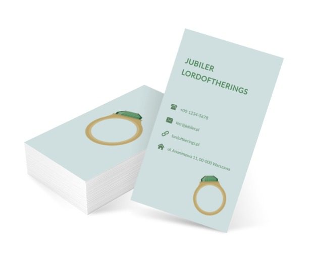 Pierścionek z zielonym kamieniem, Sprzedaż, Jubiler - Wizytówki Netprint szablony online