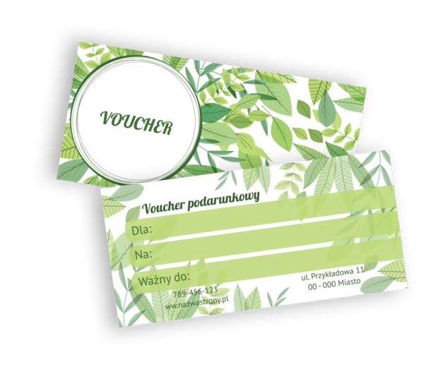Zielona zachęta do skorzystania z oferty, Motywy, Roślinne - Vouchery Netprint szablony online