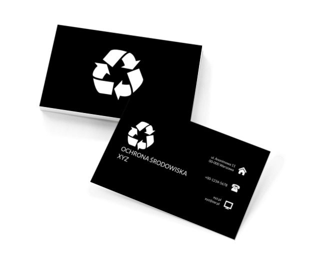Biały symbol recyclingu, Środowisko i Przyroda, Ochrona Środowiska - Wizytówki Netprint szablony online