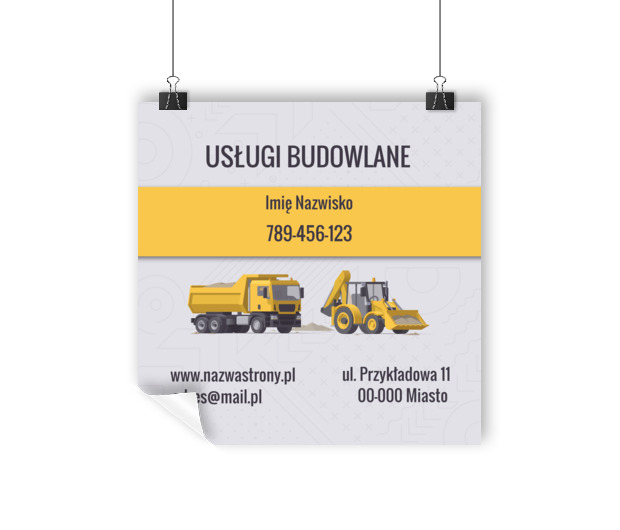 Ciężki sprzęt na pierwszym planie, Budownictwo, Wynajem sprzętu - Plakaty Wielkoformatowe Netprint szablony online