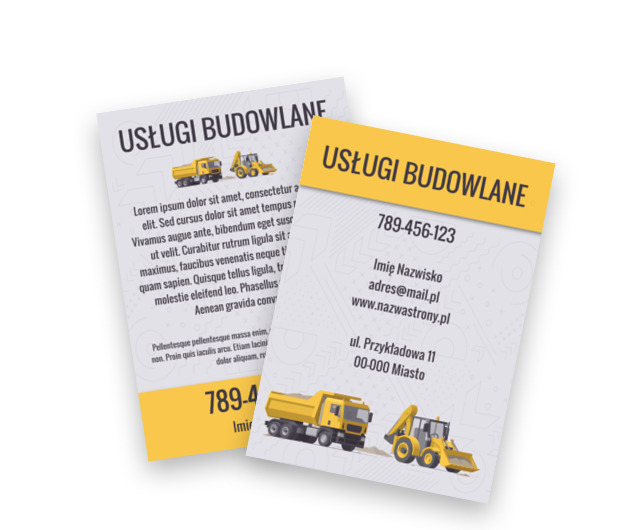 Maszyny gotowe do pracy, Budownictwo, Wynajem sprzętu - Ulotki Netprint szablony online