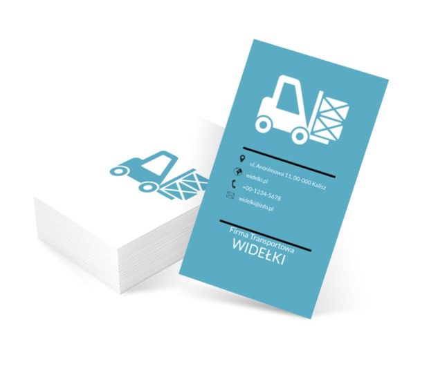 Niebieski wózek widłowy, Transport, Przesyłki - Wizytówki Netprint szablony online