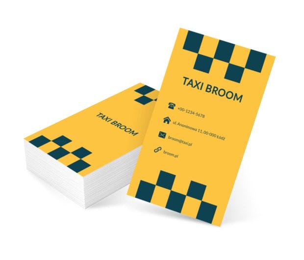 Żółto-granatowa szachownica, Transport, Taxi - Wizytówki Netprint szablony online