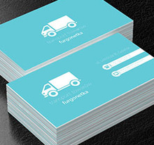 Biała ciężarówka na niebieskim tle, Transport, Transport Towarów - Wizytówki Netprint