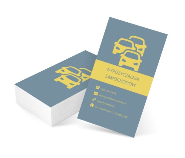 Trzy żółte samochody, Transport, Wypożyczalnia samochodów - Wizytówki Netprint szablony online
