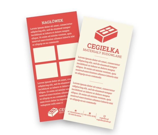 Duża czerwona cegła na białym tle, Sprzedaż, Materiały budowlane - Ulotki Netprint szablony online